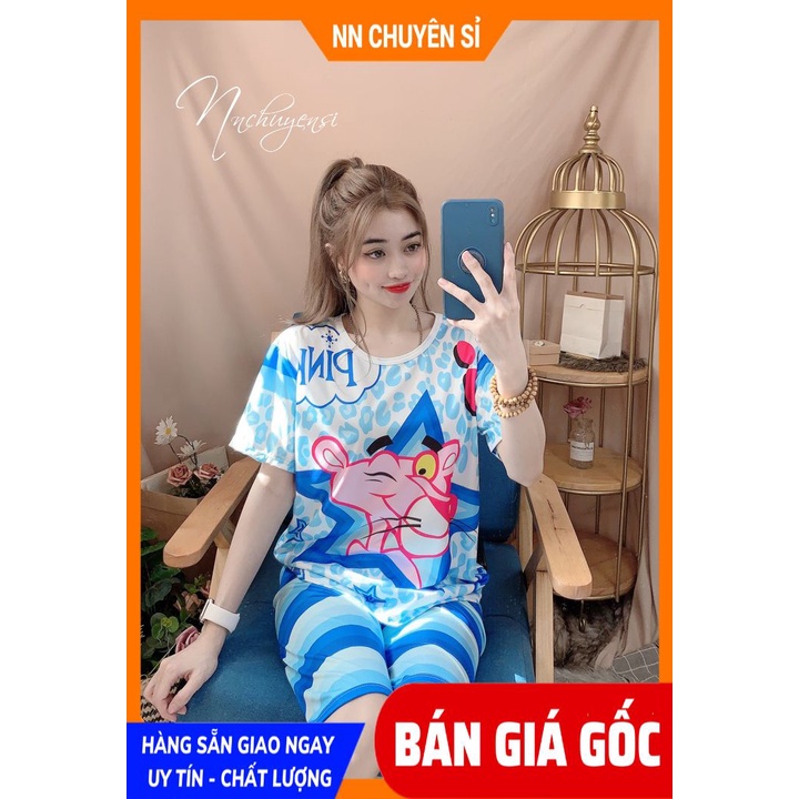 Đồ bộ thun 3D quần LỬNG mẹ và bé size đến 70kg chất thun mềm mát in hình hoạt hình dễ thương DBRBL FULL SIZE