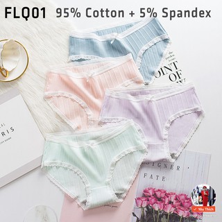 Set 5 chiếc quần lót nữ xuất nhật, quần chip nữ cotton tăm co giãn 4 chiều, FLQ01