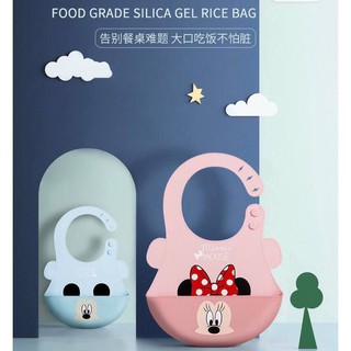 Yếm máng ăn dặm silicone hình thú mickey