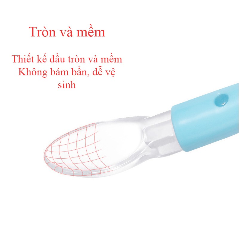 Thìa ăn dặm silicone đầu mềm NoBPA cho bé