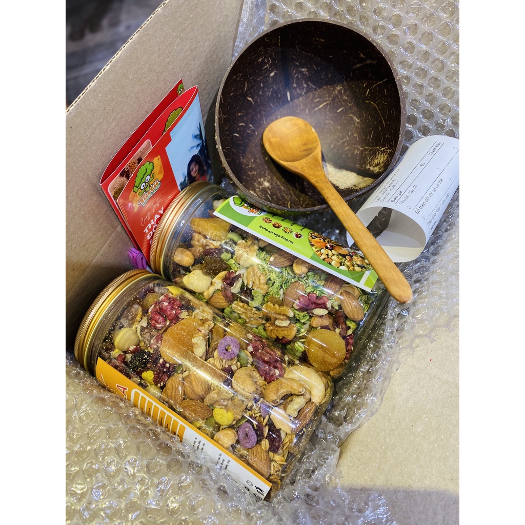 Set bát chén gáo muỗng dừa TASTII thần kì cao cấp dùng ăn ngũ cốc, granola, salad, hoa quả