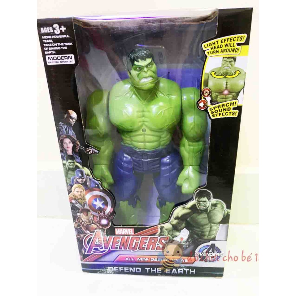 Mô hình người Khổng Lồ Xanh Hulk có nhạc, đèn, kiếm vũ khí bước đi như thật, cử động tay chân