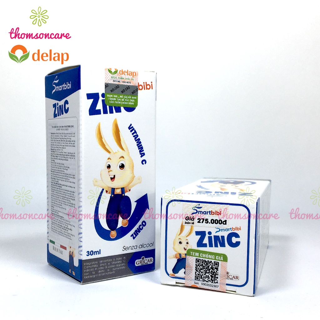 Smartbibi Zinc bổ sung siro kẽm tăng đề kháng, bé biếng ăn, tiêu hóa kém,tiêu chảy Smart bibi Zinc