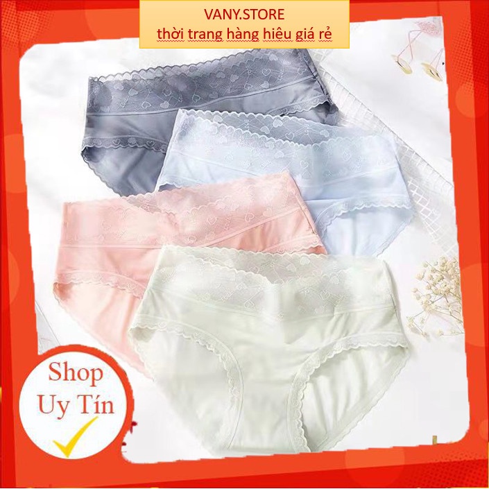 Quần Lót Nữ Lụa Băng - Quần Chip Nữ Đẹp Mềm Mại Phối Cạp Ren Tim Mềm Mại gợi cảm tôn dáng sexy mẫu A40