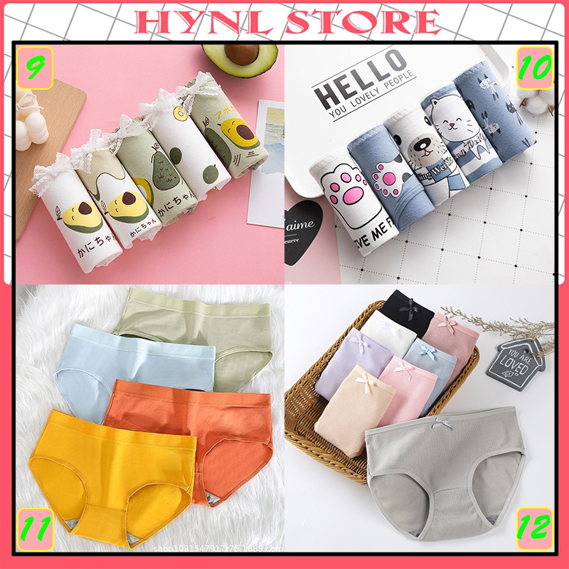 Combo Quần Lót Nữ Cotton Chất Liệu Bông Tự Nhiên 100% Set 5 Quần Chip Nữ Dễ Thương HynL H306 | BigBuy360 - bigbuy360.vn