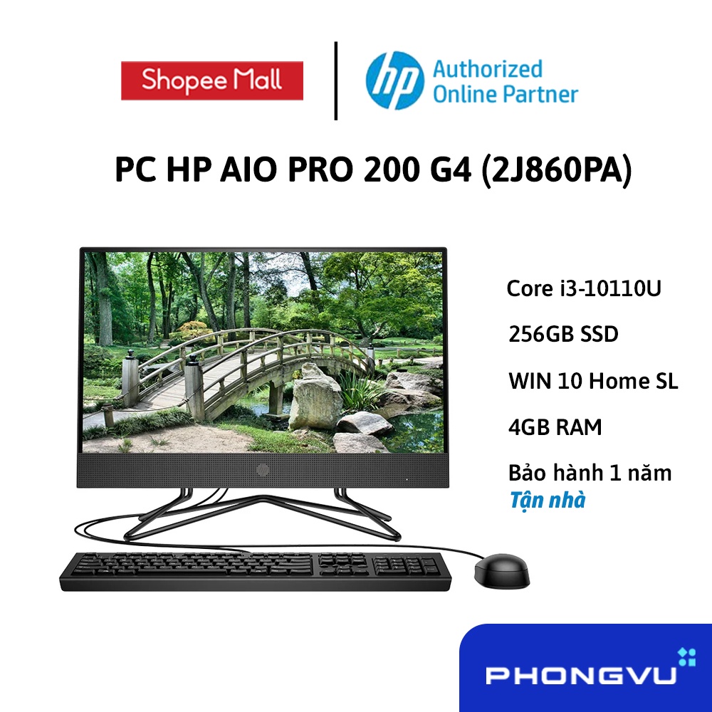 PC HP AIO Pro 200 G4 (21.5&quot; FHD/i3-10110U/4GB/256GB SSD/Intel UHD/Win10) - Bảo hành 12 tháng