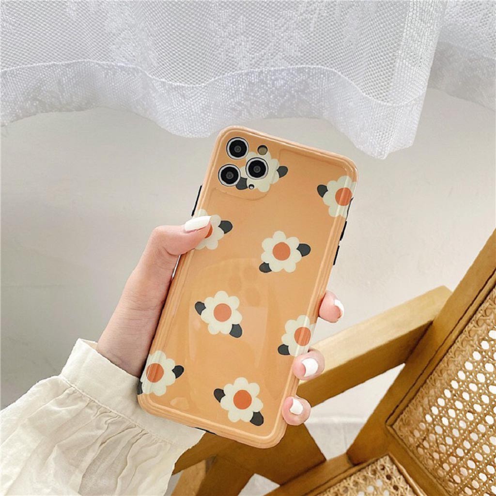 Ốp Lưng Iphone Cao Cấp Full Viền Hoa Cúc Trắng Màu Cam Dành Cho Tất Cả Dòng Iphone từ 6 đến 11promax | BigBuy360 - bigbuy360.vn