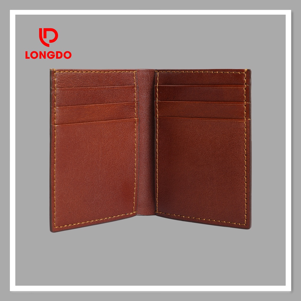 Ví da bò thật - Cam kết da bò thật 100% - Ví đứng - Hàng chính hãng thương hiệu Longdo Leather - BD01
