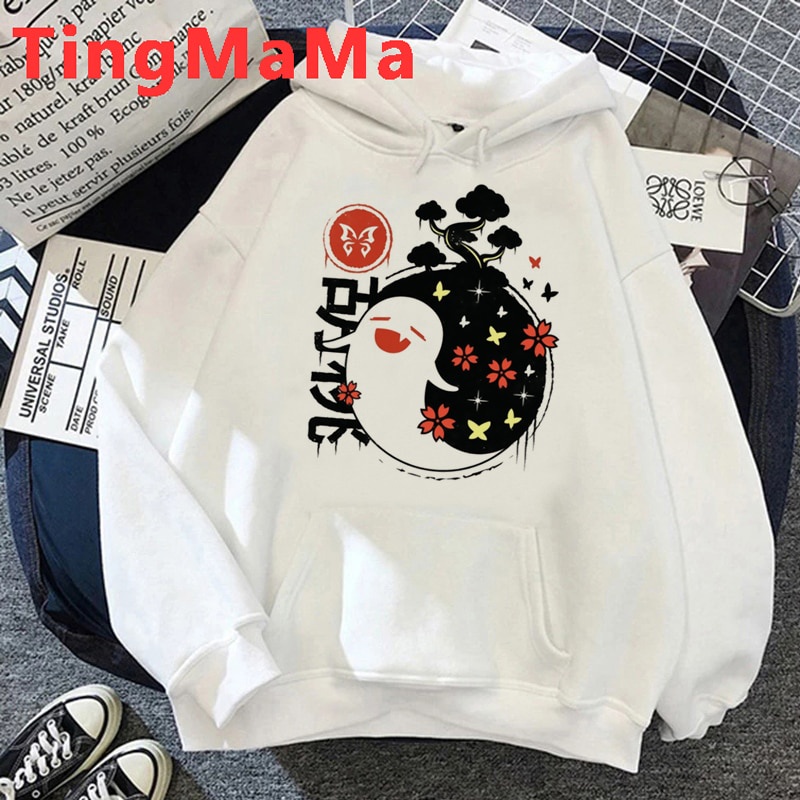 Áo hoodies nam in chữ Genshin Impact Hu Tao Ke Qing y2k 2021