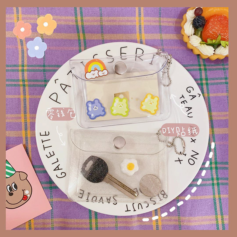 【cfh】Ví Đựng Thẻ Bằng Nhựa Trong Suốt Xinh Xắn Tiện Dụng