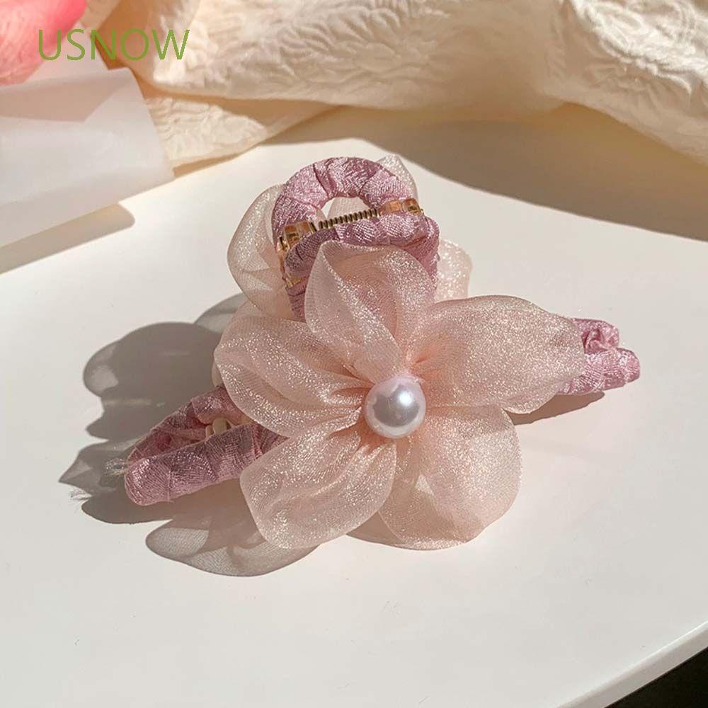 Kẹp Tóc Càng Cua Cỡ Lớn Phối Ren Hoa Nhiều Màu Phong Cách Hàn Quốc Thanh Lịch Cho Nữ