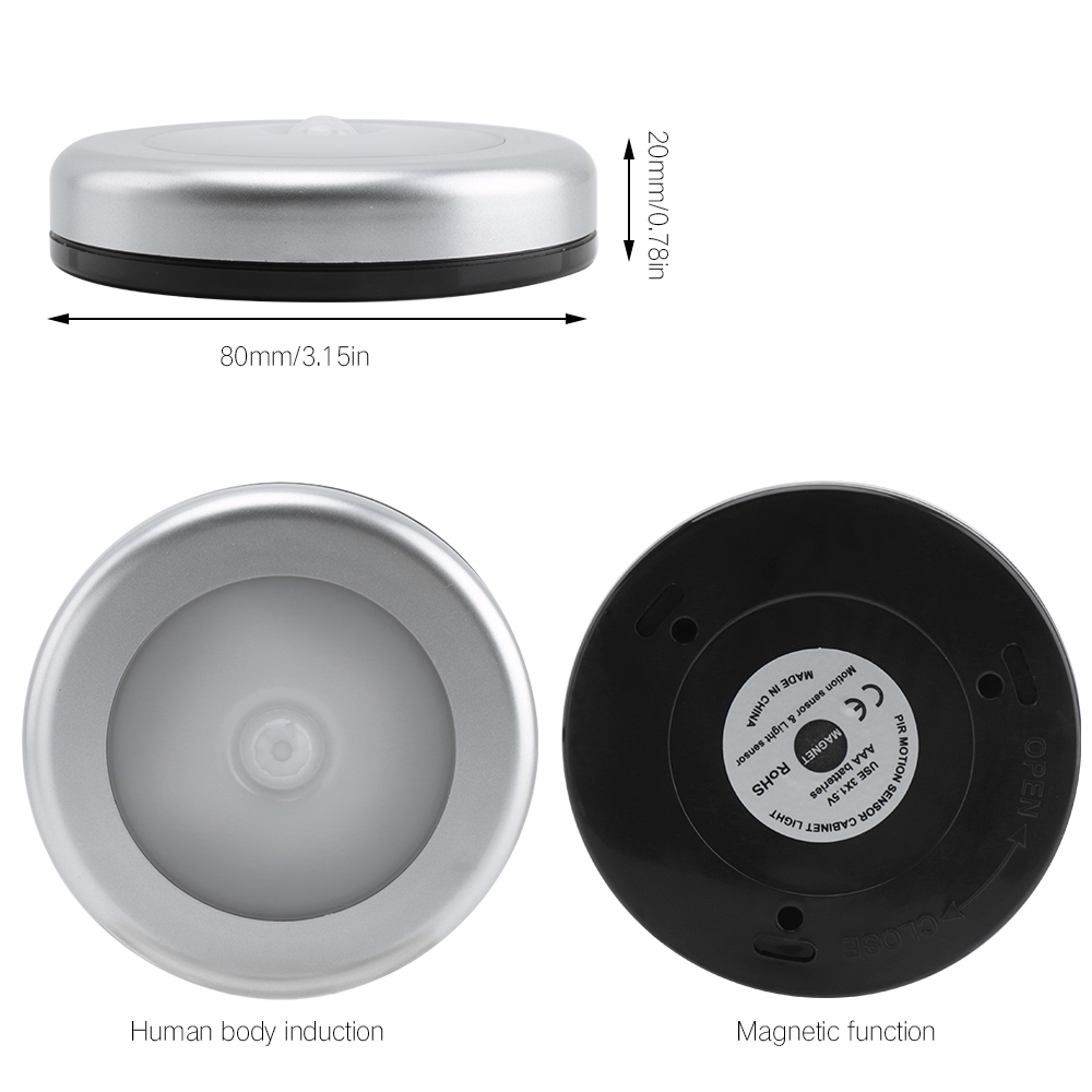 3 LED Push Touch Lamp Kitchen Cabinet Closet Night Wall Light