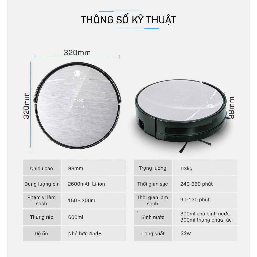 Robot hút bụi lau nhà thông minh ULTTY SKJ RB01X - Hàng chính hãng