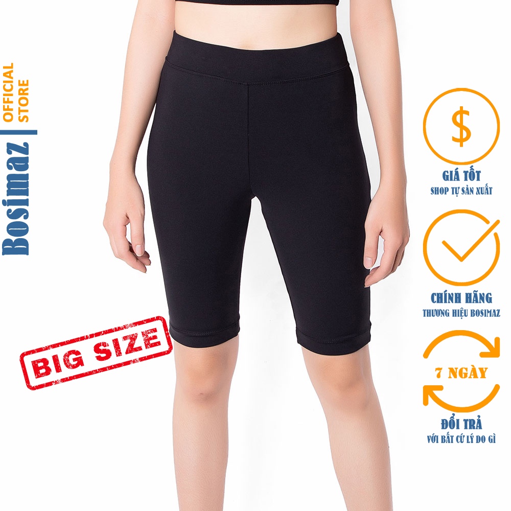 Quần Legging Nữ Bigsize Bosimaz BS351 ngắn không túi màu đen cao cấp, thun co giãn 4 chiều, vải đẹp dày, thoáng mát.