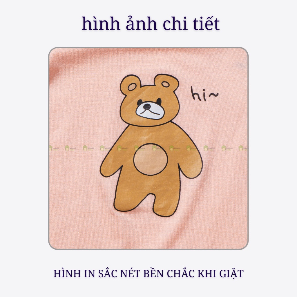 Bộ Dài Tay Bé Gái, Bé Trai KIMCHIBABY Vải Thun Lạnh Hoạ Tiết Gấu Bear Tay Lật, Bộ Quần Áo Trẻ Em Thu Đông KWTD2203
