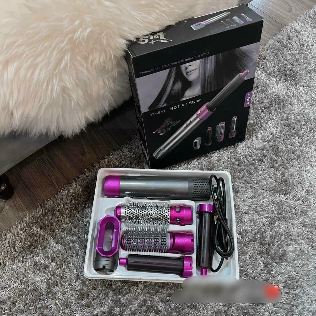 Máy uốn sấy tóc tạo kiểu 5 in 1 tự động đa năng tiện dụng, có lược điện, ống tạo xoăn