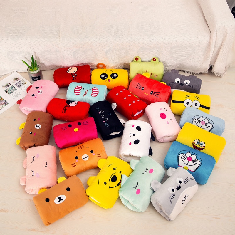 Gối Giữ Ấm Tay 30cm Hình Hoạt Hình SpongeBob Totoro Lợn Búp Bê Nhồi Bông Mềm Mại Dùng Khi Đi Du Lịch