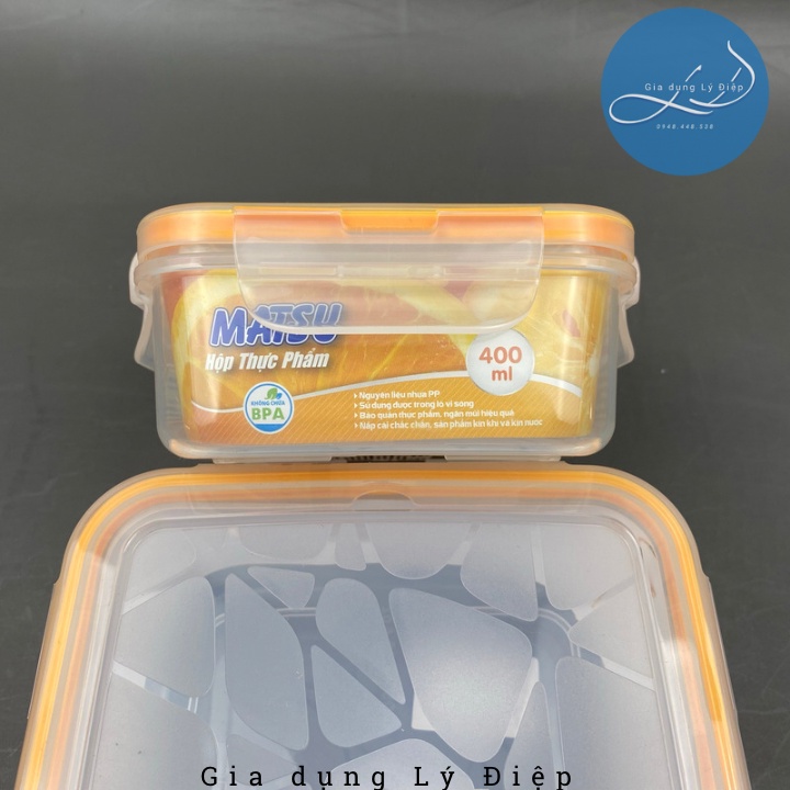 Hộp Nhựa Vuông Đựng Thực Phẩm Duy Tân Matsu dung tích 400ml,900ml,1600ml