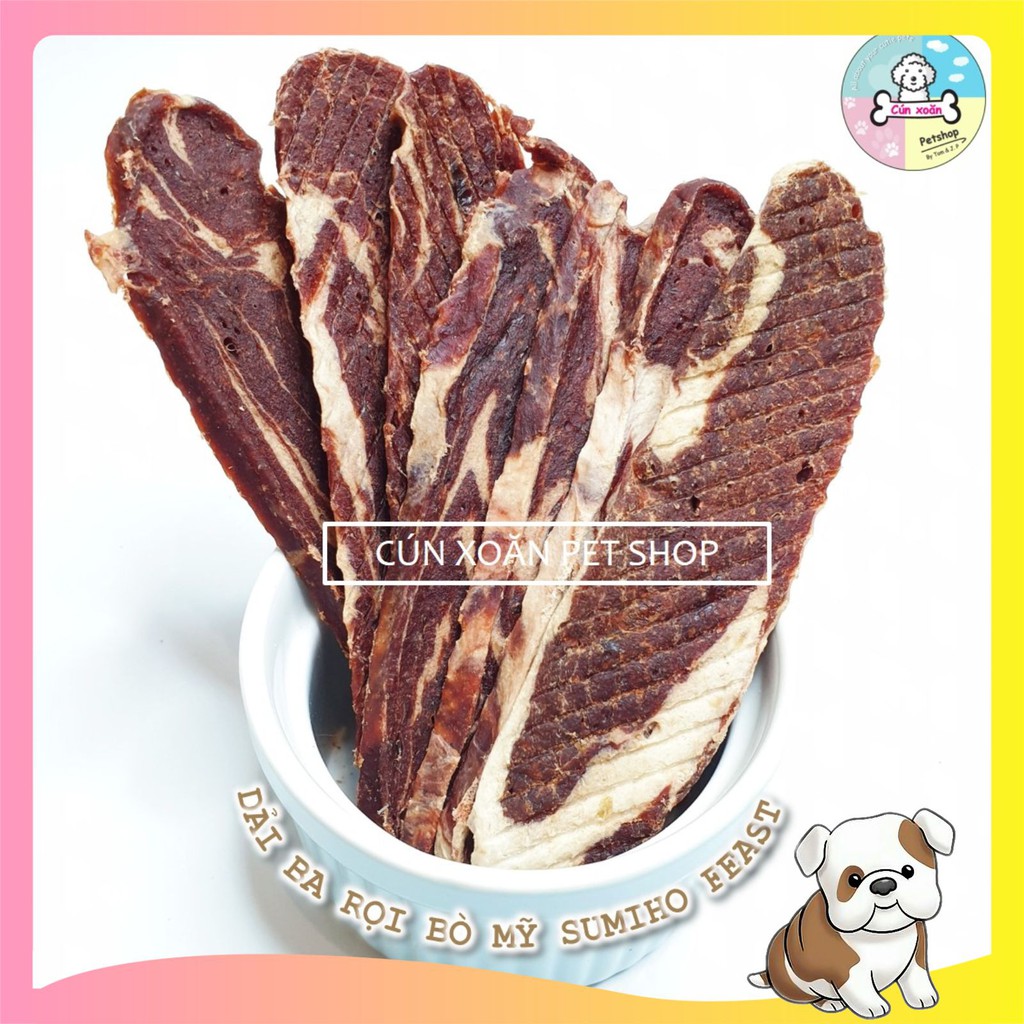 Bánh thưởng cho chó Sumiho Feast (Dải bò rọi bò) (Túi 100gr) phù hợp cho cún từ 2 tháng tuổi