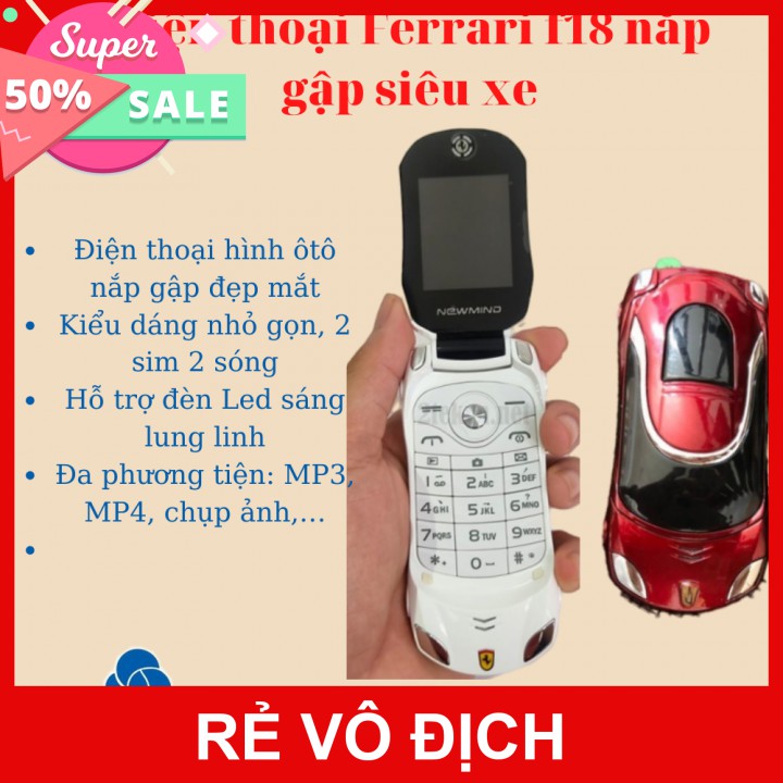 Điện thoại siêu xe f18 2 sim nắp gập giá rẻ