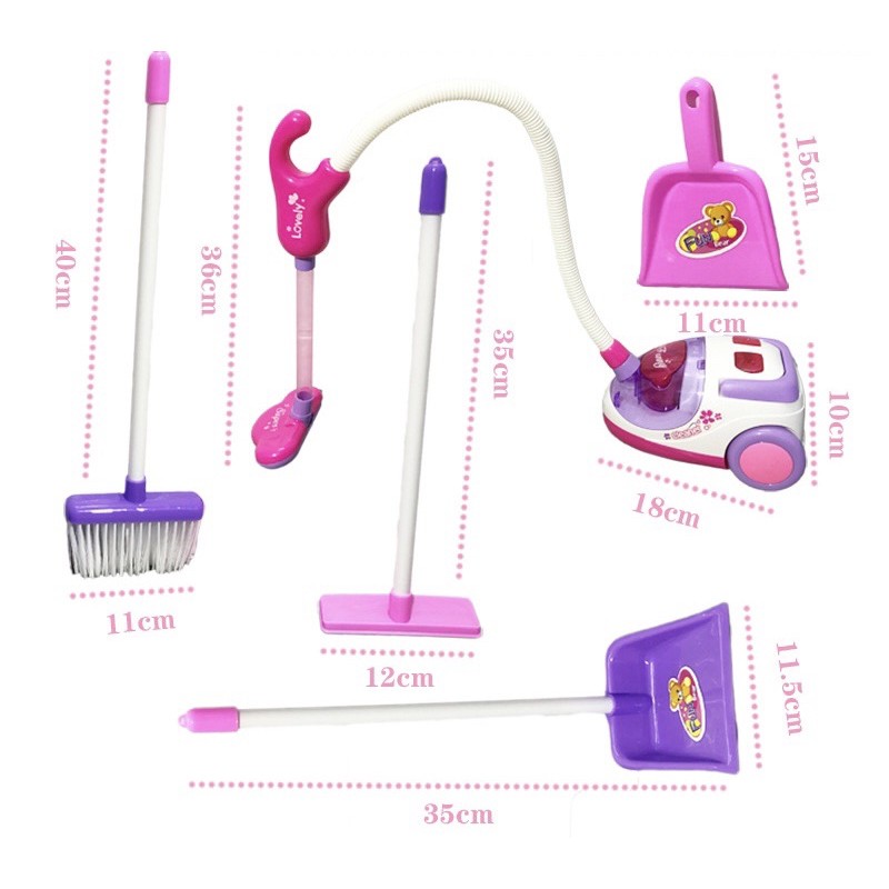 Bộ đồ chơi dọn dẹp vệ sinh cho bé - máy hút bụi đa năng có pin - xe đẩy lau nhà dành cho bé từ 3 tuổi