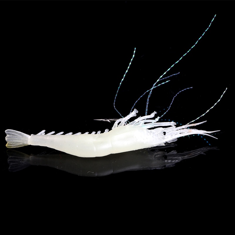 1 Mồi Câu Cá Hình Tôm Mềm 9cm Có Hạt Phát Sáng Và Xoay Được