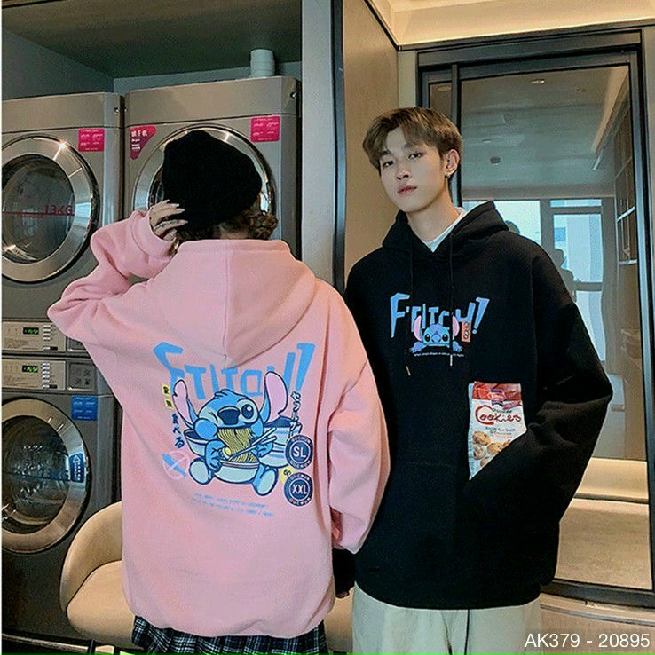 Áo HOODIE STITCH ĂN MÌ Cao Cấp Nam Nữ Chất Nỉ Bông Ngoại Dày Dặn