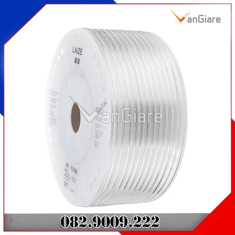 Ống khí nén, ống hơi PU 3mm 4mm 6mm 8mm 10mm 12mm 14mm 16mm màu trắng trong suốt