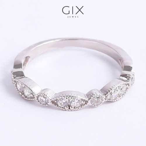 Nhẫn bạc đính đá xuyến chi nữ cao cấp Gix Jewel SPGN27