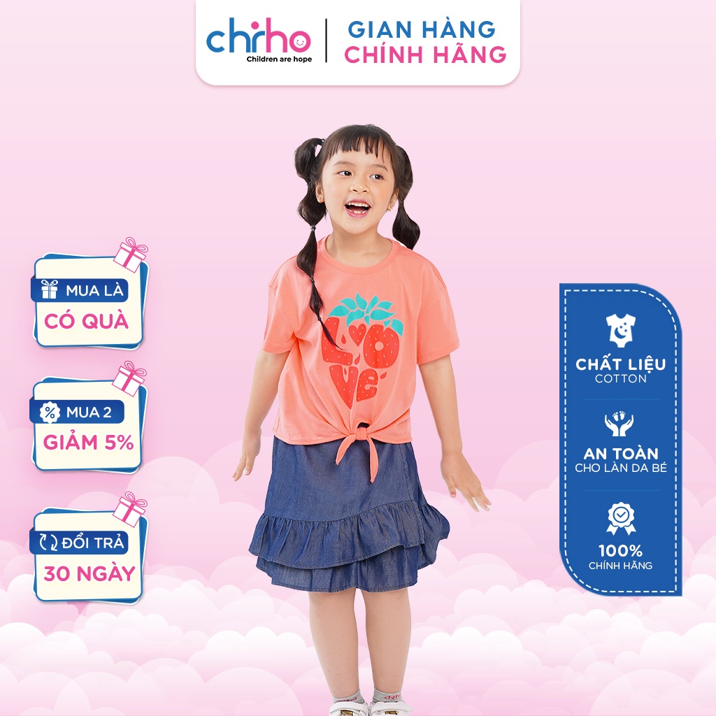 Áo Phông Cho Bé Gái CHIHO Chất Liệu Cotton Thoáng Mát Buộc Nơ Cách Điệu Màu Sắc Tươi Sáng Cho Trẻ Từ 6 - 11 Tuổi GTS207R