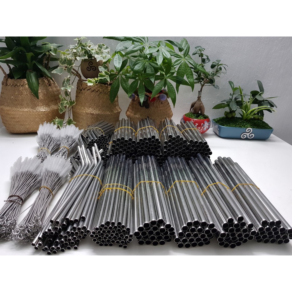 Bộ 5 món:2 Ống hút inox 304 ,1 ống hút trà sữa và 1 cọ rửa nilon và túi canvas | BigBuy360 - bigbuy360.vn