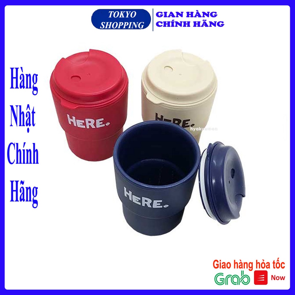 Cốc uống nước kèm nắp xoay có lỗ cắm ống hút 320ml Hàng Nhật Chính Hãng