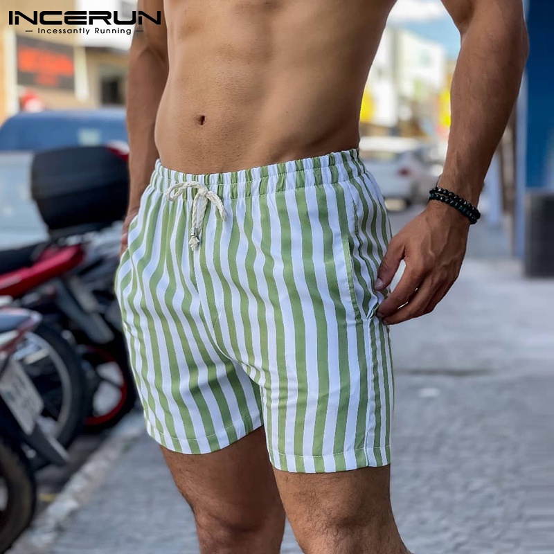 Set áo sơ mi tay ngắn kẻ sọc + quần short INCERUN thời trang cao cấp cho nam