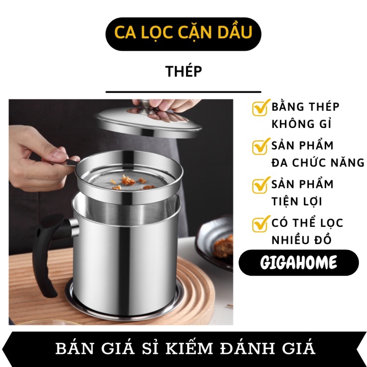 Ca lọc cặn dầu FREESHIP Bình Lọc Dầu 304 Bằng Thép Không Gỉ 14.5x12.5x15cm 9582