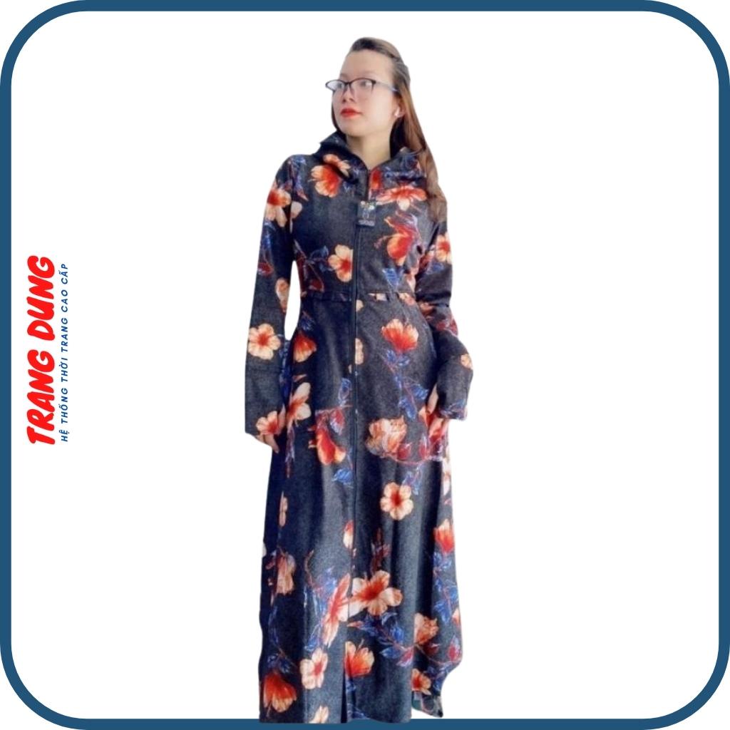 Váy chống nắng nữ toàn thân Trang Dung vải Umi D 2 lớp cao cấp thiết kế xẻ sau thời trang, dáng dài kín chân thoáng mát.