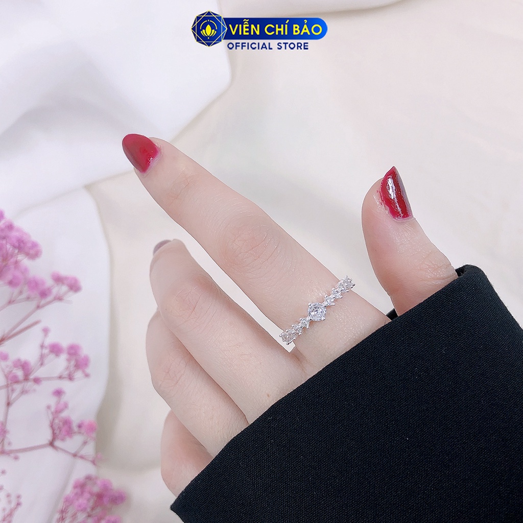 Nhẫn bạc nữ viền đính đá chất liệu bạc S925 thời trang phụ kiện trang sức nữ thương hiệu Viễn Chí Bảo N400345