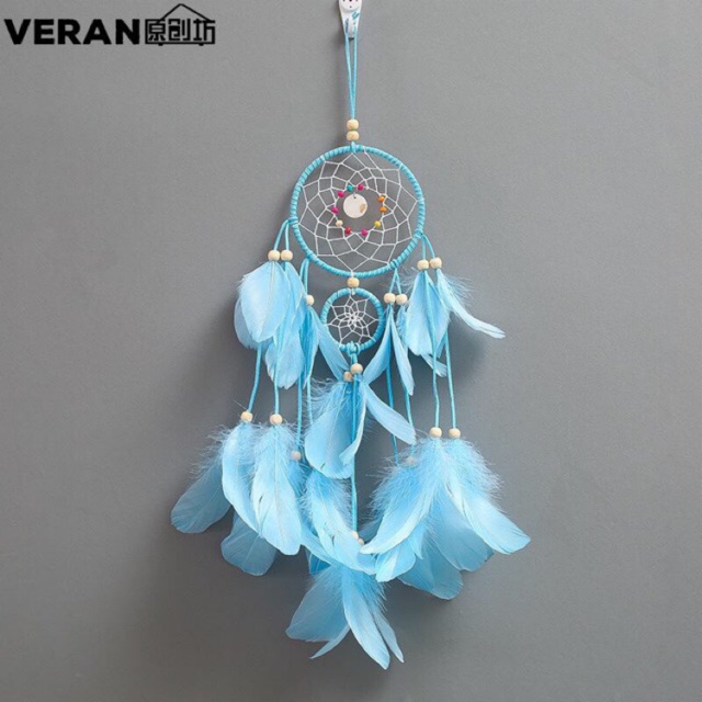 [ CÓ ĐÈN LED ] - Dreamcatcher 2 tầng gắn lông vũ ( HÓT )