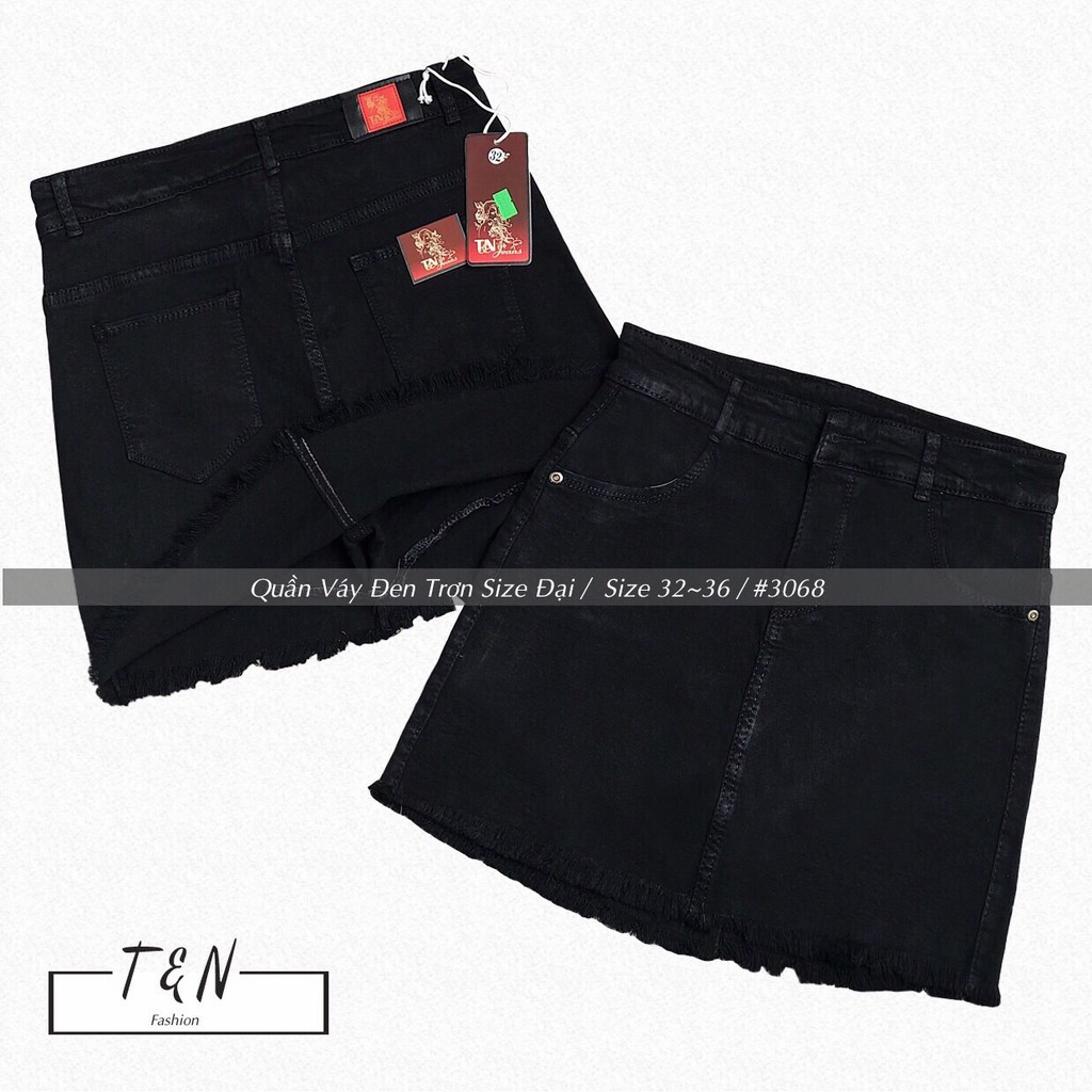 [Size 32~36] Quần Váy Bigsize Tôn Dáng - Siêu Co Giãn - Đen Tuyền Cắt Lai U 1 Lai
