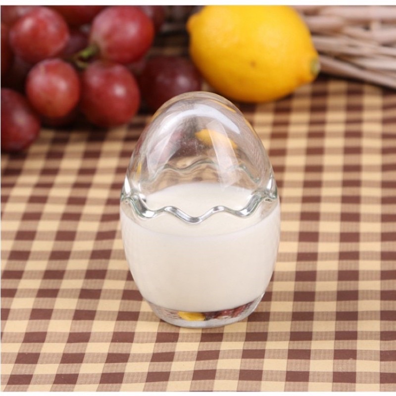 Hũ Thủy Tinh hình quả trứng làm bánh Flan cho bé ăn dặm, khuôn puddding, khuôn bánh