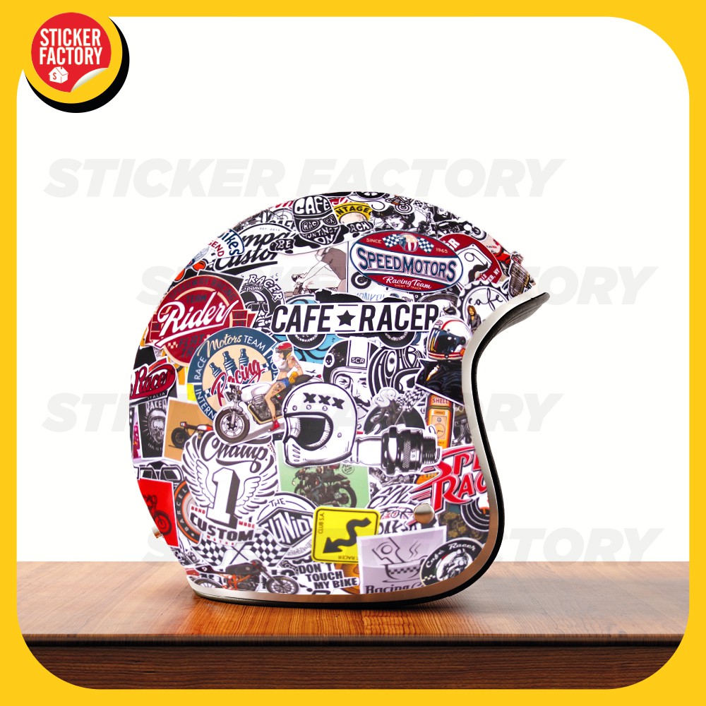 Cafe Racer - hộp set 100 sticker decal hình dán nón bảo hiểm , laptop, xe máy, ô tô - STICKER FACTORY