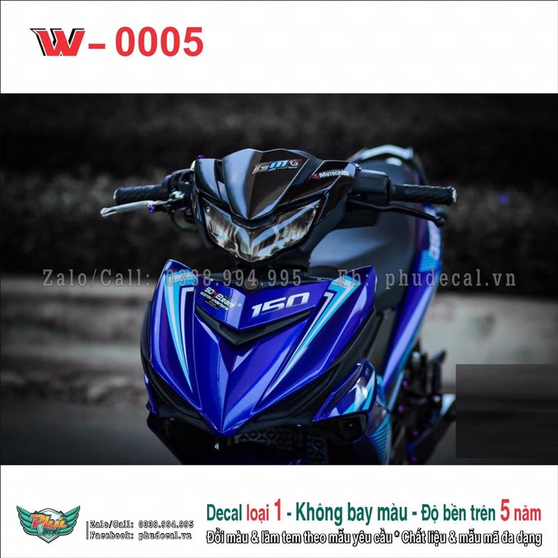 Tem rời Exciter 150 Xanh trắng