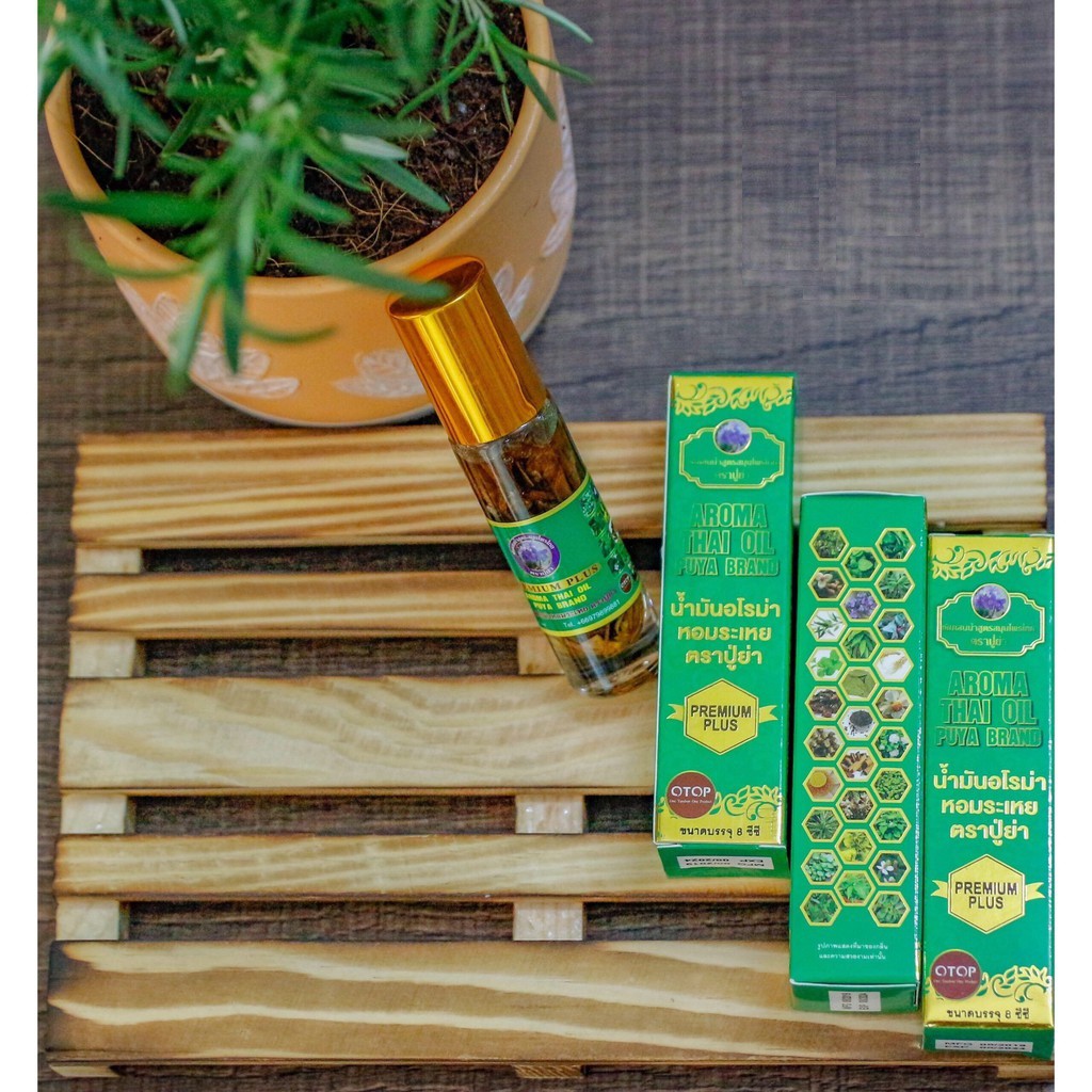 «8cc» 🎈 Lốc 12 Chai Dầu Gió Lăn 29 Vị Thảo Dược OTOP - Aroma Thai Oil Puya Brand Thái Lan ❃