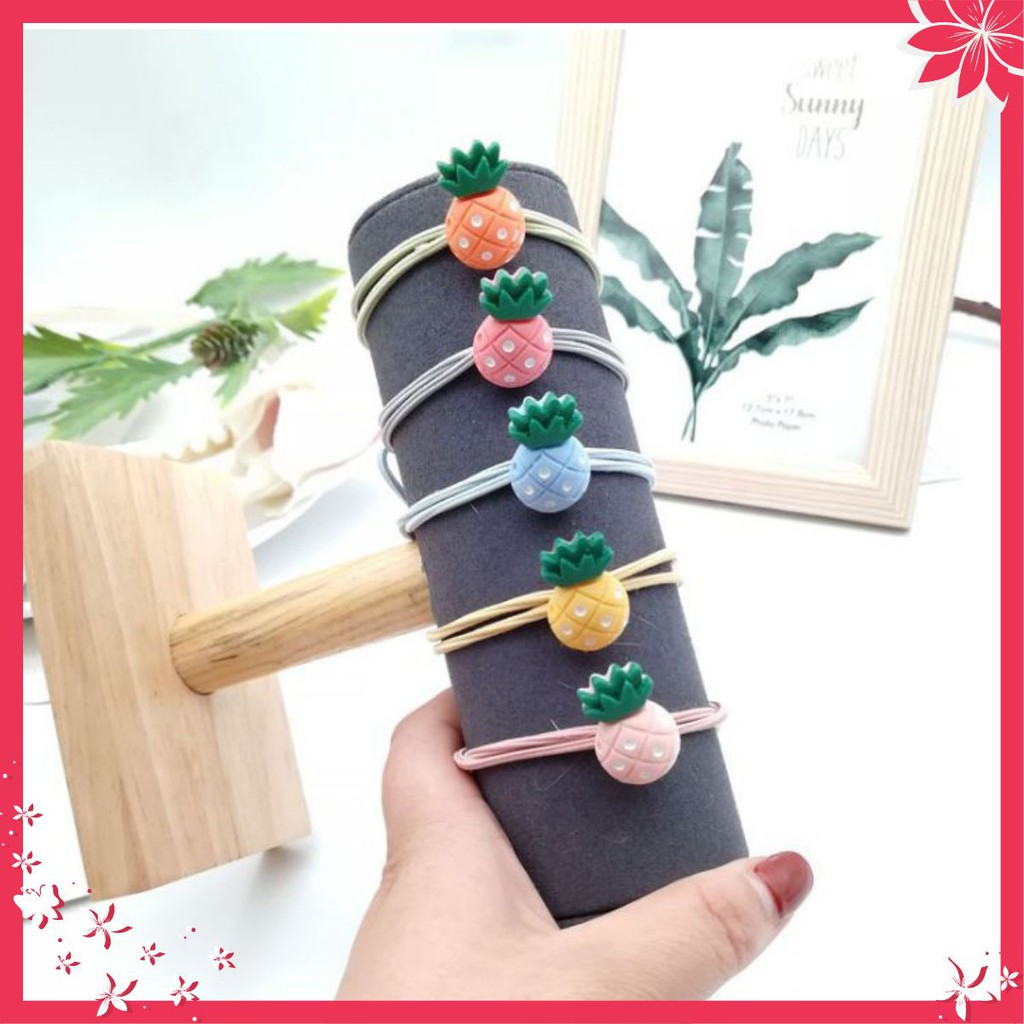 Set 5 đây buộc tóc hình quả dứa nhiều màu