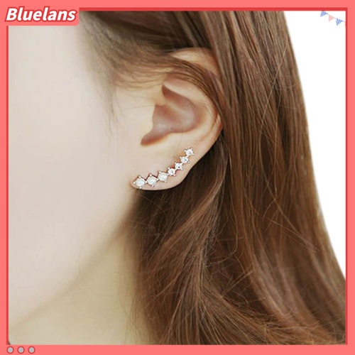 Cặp khuyên vành tai dạng que đính đá quý nhân tạo sang trọng xinh xắn dành cho nữ