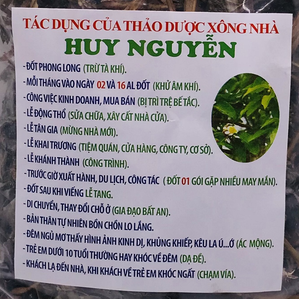 [Loại cao cấp] Lá xông thảo dược phong thủy Huy Nguyễn 100% thiên nhiên giúp tẩy uế trừ tà khí giải cảm tài lộc bình an