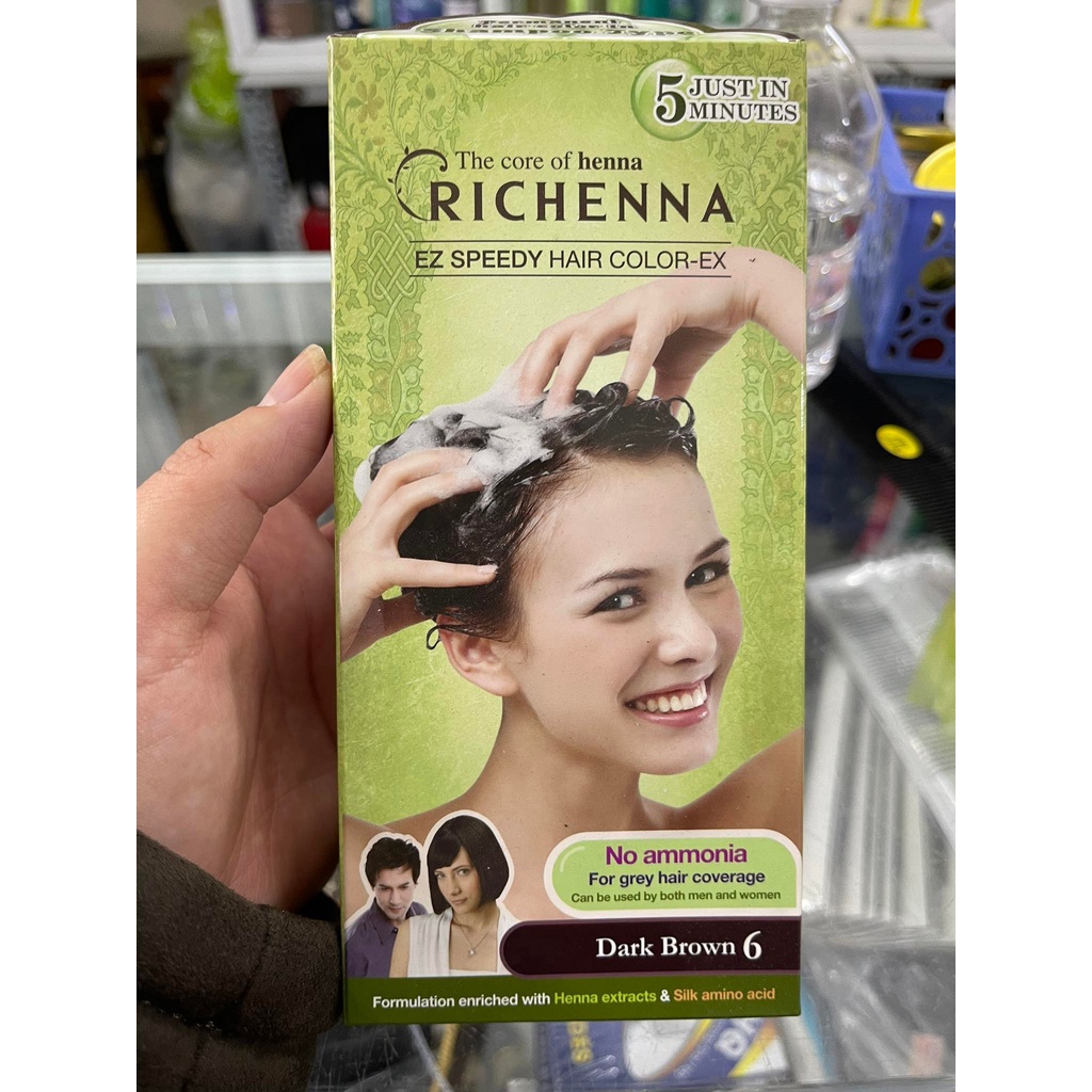 Thuốc nhuộm tóc phủ bạc dạng gội Richenna EZ Perfume Speedy Hair Color 60g x2