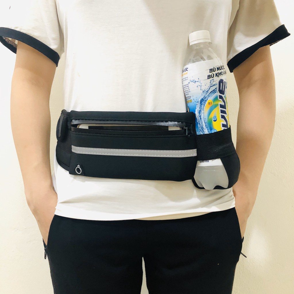 Túi Đeo Bụng Chạy Bộ Nam Nữ, Đeo Ngang Bụng Đựng Điện Thoại Chống Nước Có Lỗ Luồn Tai Nghe