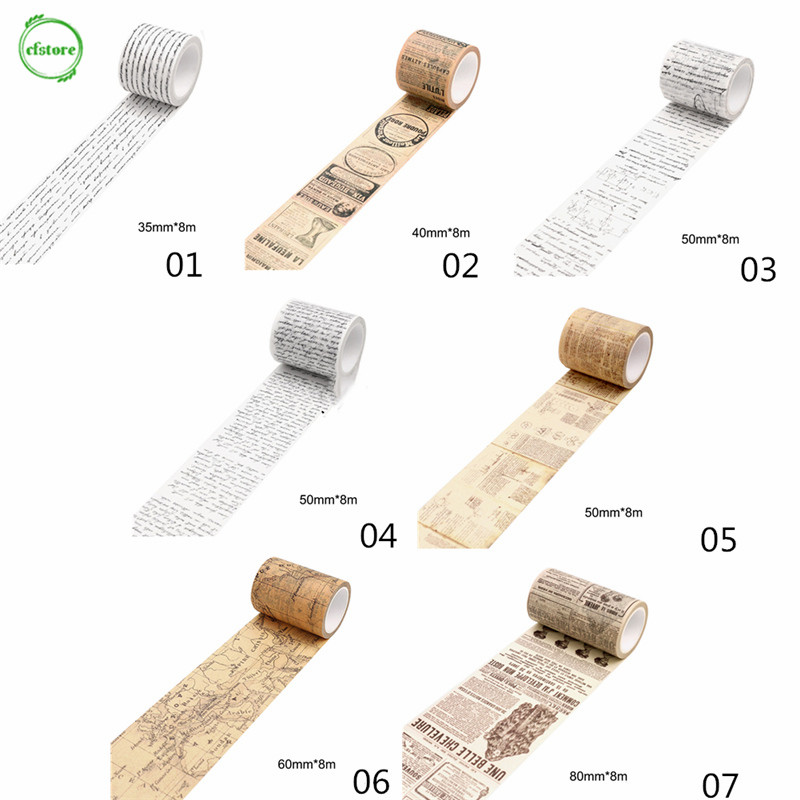 Cuộn Băng Dính Washi Phong Cách Cổ Điển Dùng Để Trang Trí