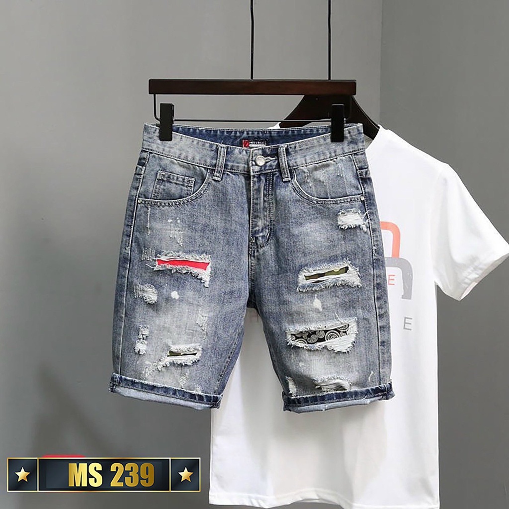 Quần short jean nam ngắn đen in họa tiết đẹp,mẫu mới hot chất jean dày giá tốt