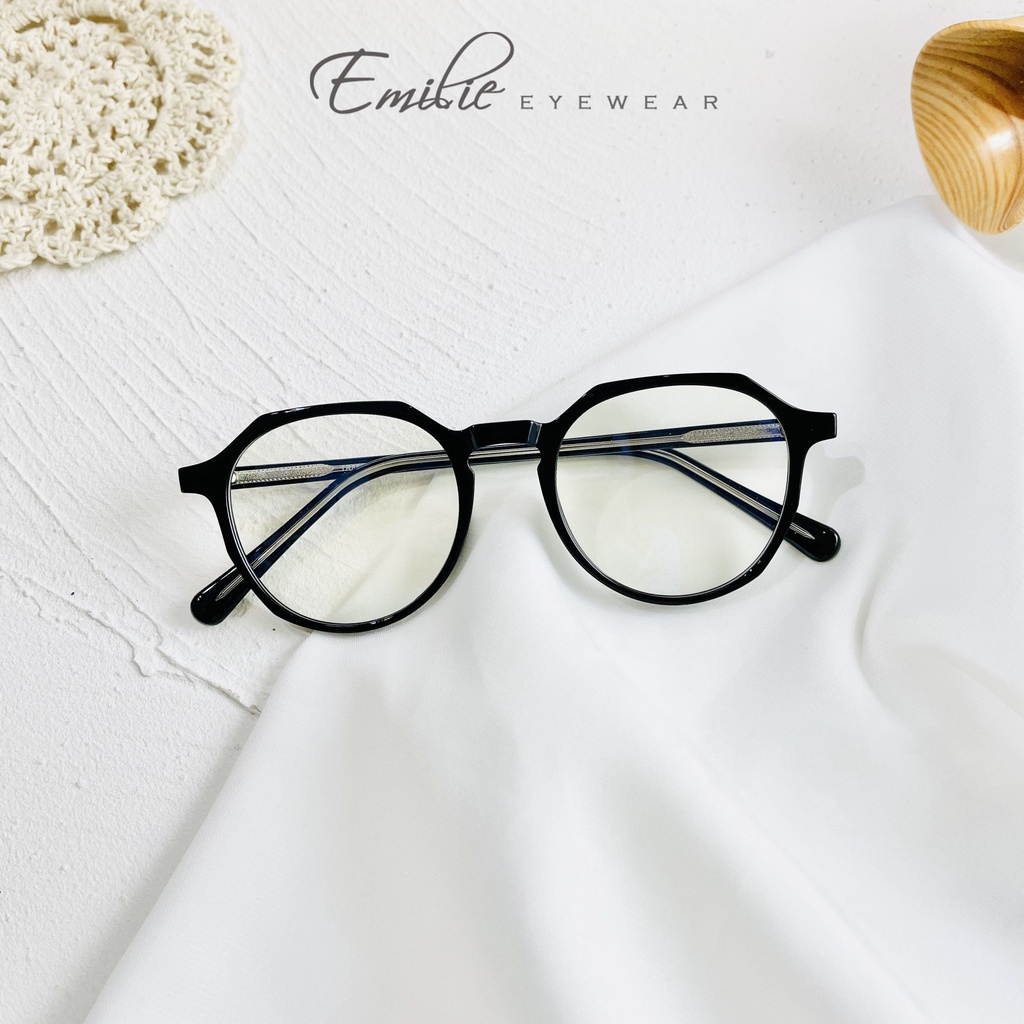 Gọng kính tròn góc cạnh nữ nhựa dẻo cốt kim loại chắc chắn Kính mắt Emilie phụ kiện thời trang 8828